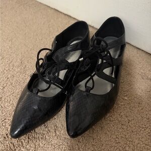 Christian Siriano Black Lace-Up Flats